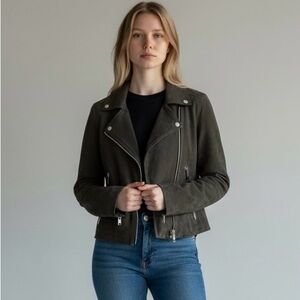 All Saints Dalby Suede Biker Jacket GOAT Leather